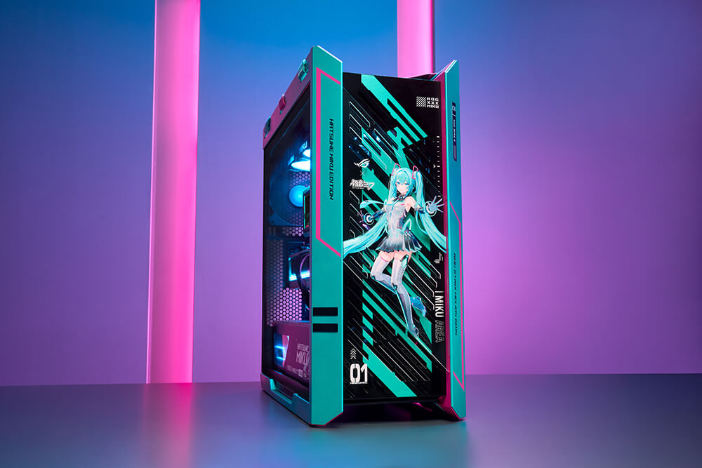 Niestandardowy komputer Hatsune Miku | Ryzen 7 9800X3D | RTX 5080 | 32 GB DDR5 | Chłodzenie cieczą z wyświetlaczem LCD | 2 TB SSD |